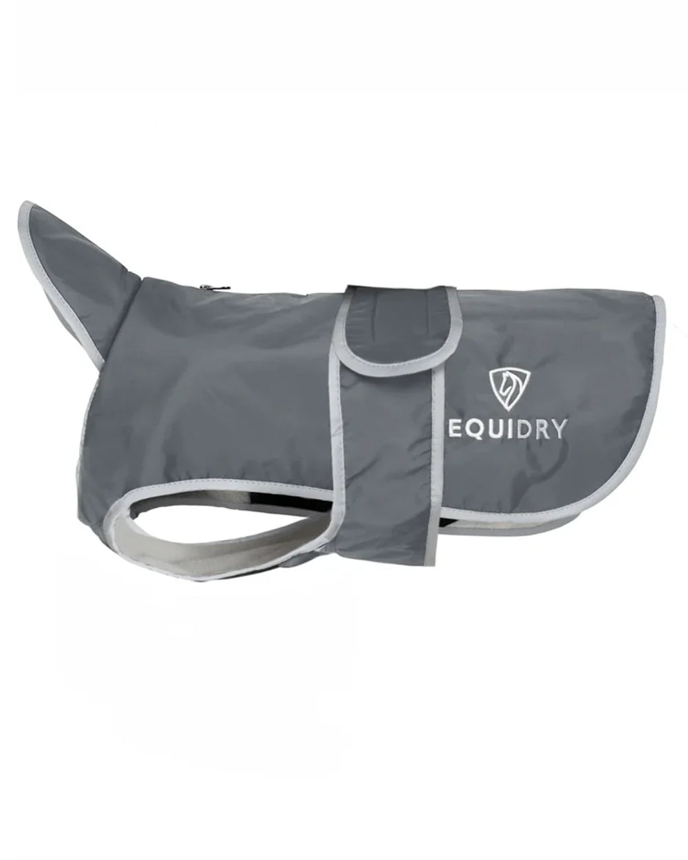 Charcoal Grey coloured Equidry Microfibre Fleece Waterproof Dog Coat on white background 