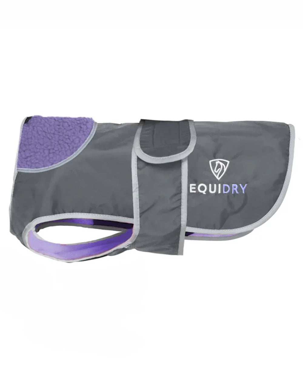 Charcoal Lilac coloured Equidry Microfibre Fleece Waterproof Dog Coat on white background 