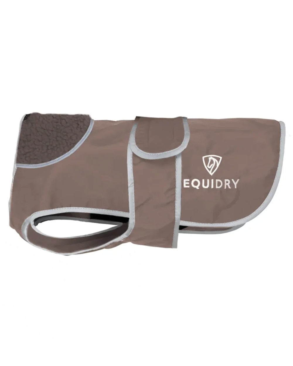 Mocha coloured Equidry Microfibre Fleece Waterproof Dog Coat on white background 