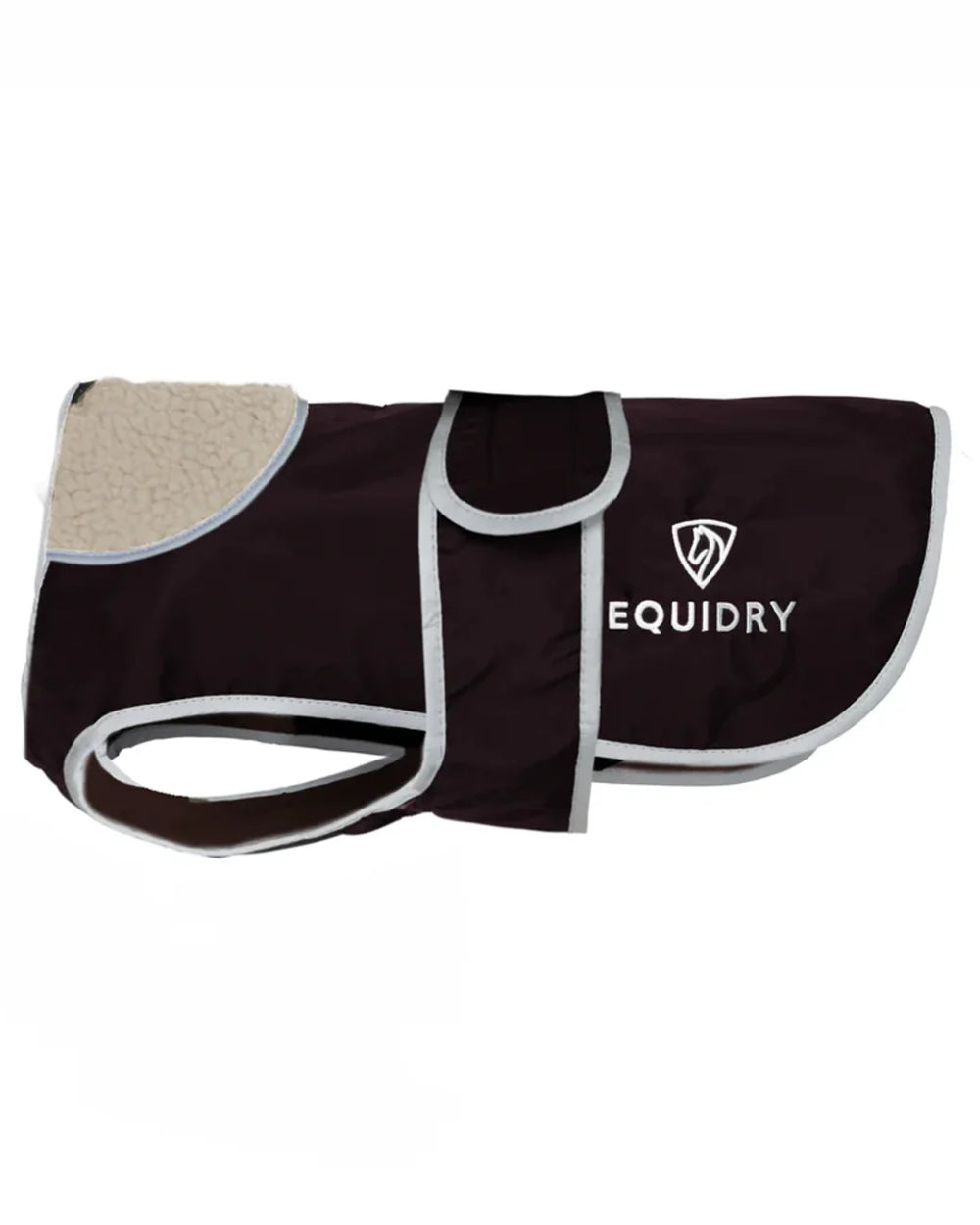 Rich Brown Cream coloured Equidry Microfibre Fleece Waterproof Dog Coat on white background 