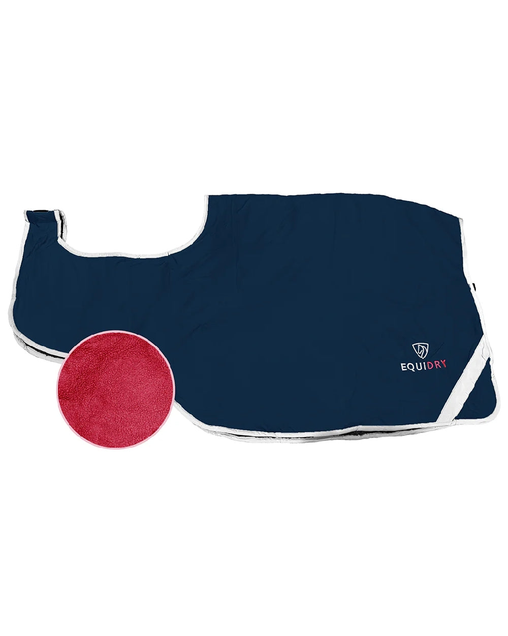 Navy Raspberry Coloured Equidry Waterproof Thick Fleece Lined Exercise Sheet on outdoor background 