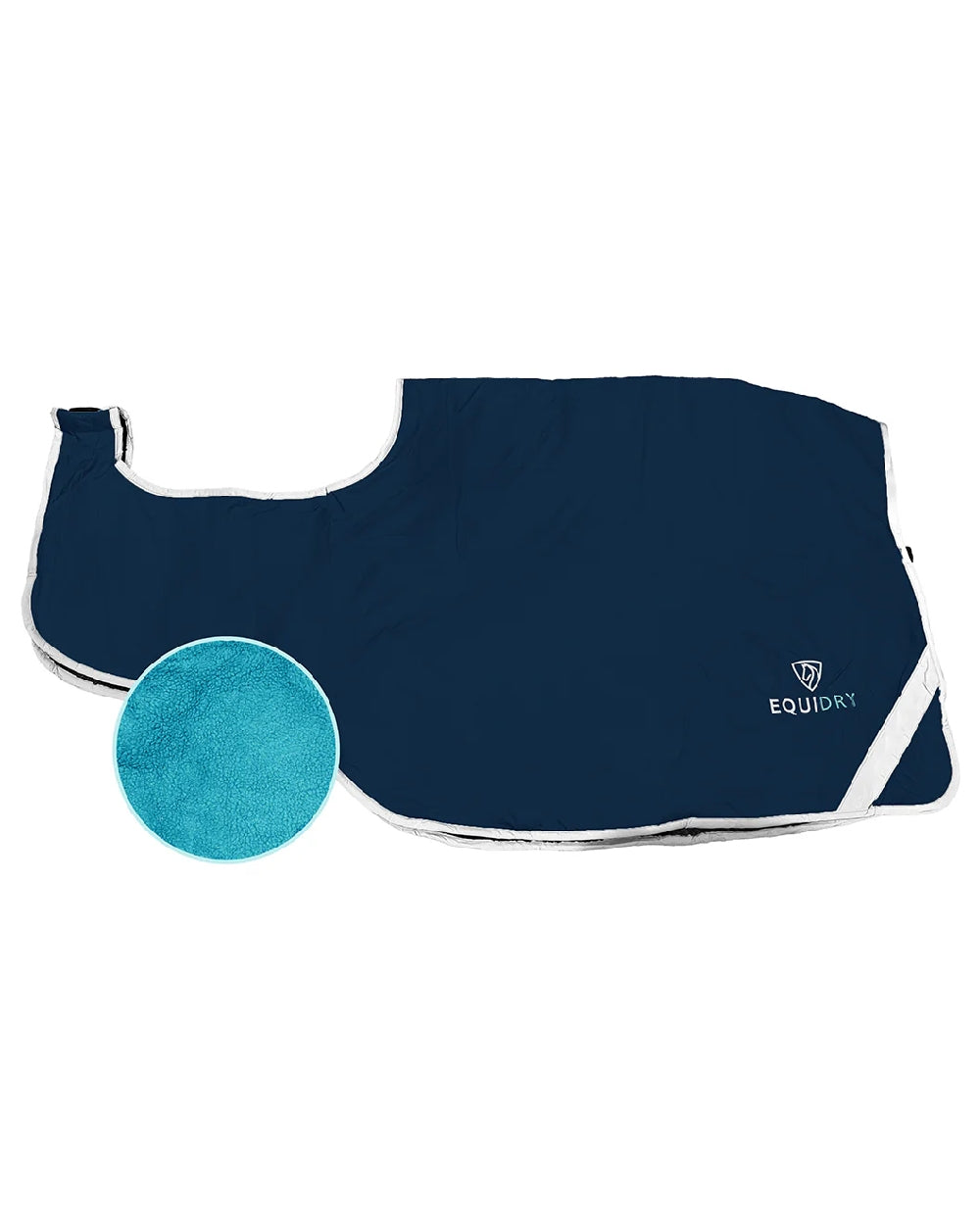 Navy Turquoise Coloured Equidry Waterproof Thick Fleece Lined Exercise Sheet on white background 