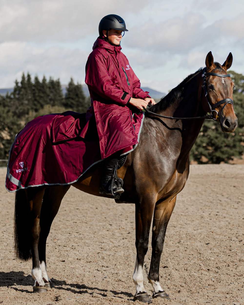 Plum Grey Coloured Equidry Waterproof Thick Fleece Lined Exercise Sheet on white background 