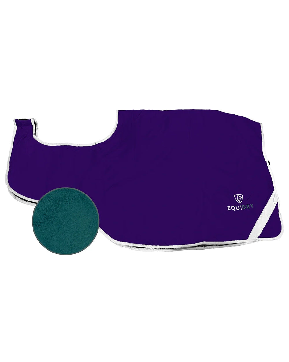 Purple Teal Coloured Equidry Waterproof Thick Fleece Lined Exercise Sheet on white background 