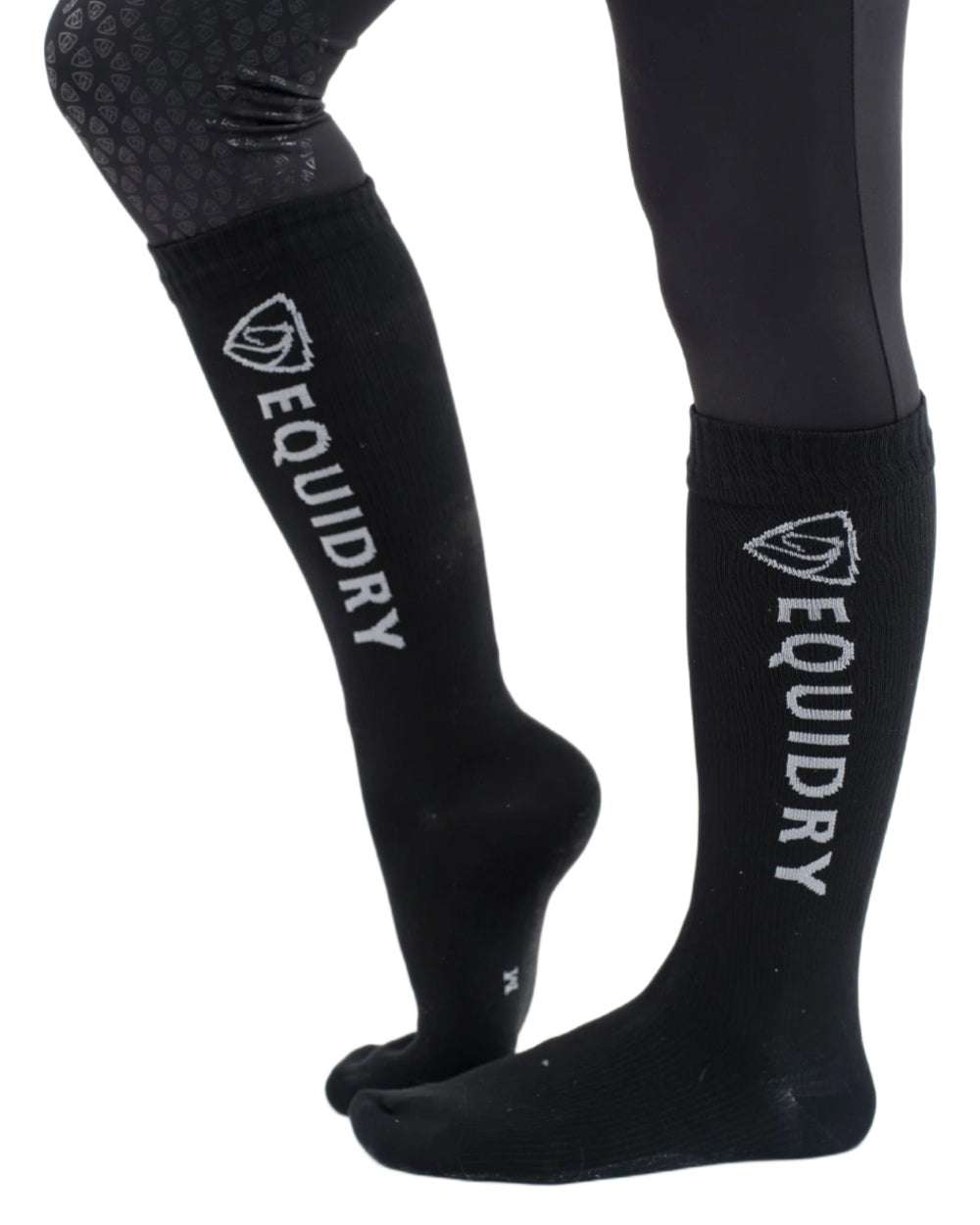 Black Grey coloured Equidry Waterproof Socks on white background 