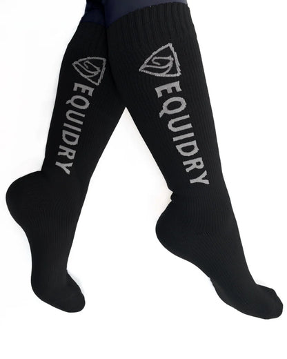 Black Grey coloured Equidry Waterproof Socks on white background 