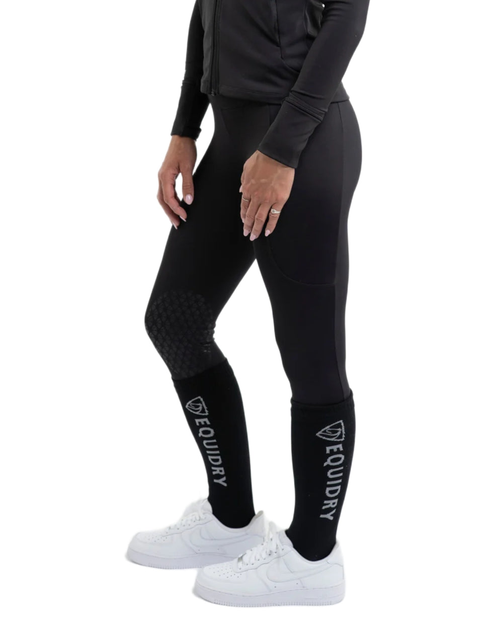 Black Grey coloured Equidry Waterproof Socks on white background 