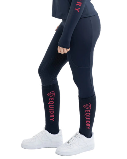 Navy Raspberry coloured Equidry Waterproof Socks on white background 