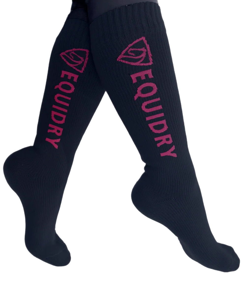 Navy Raspberry coloured Equidry Waterproof Socks on white background 
