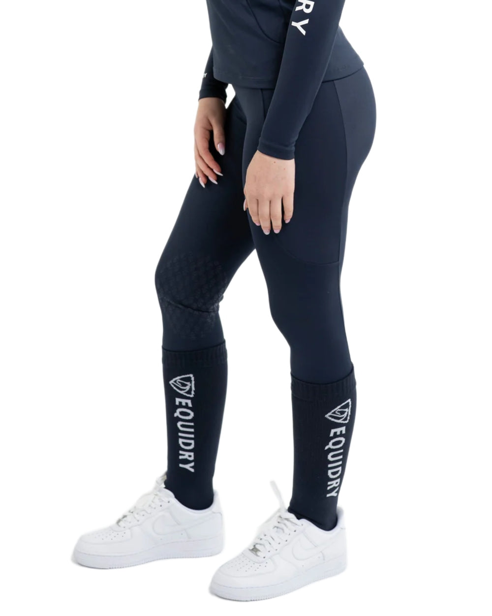 Navy white coloured Equidry Waterproof Socks on white background 