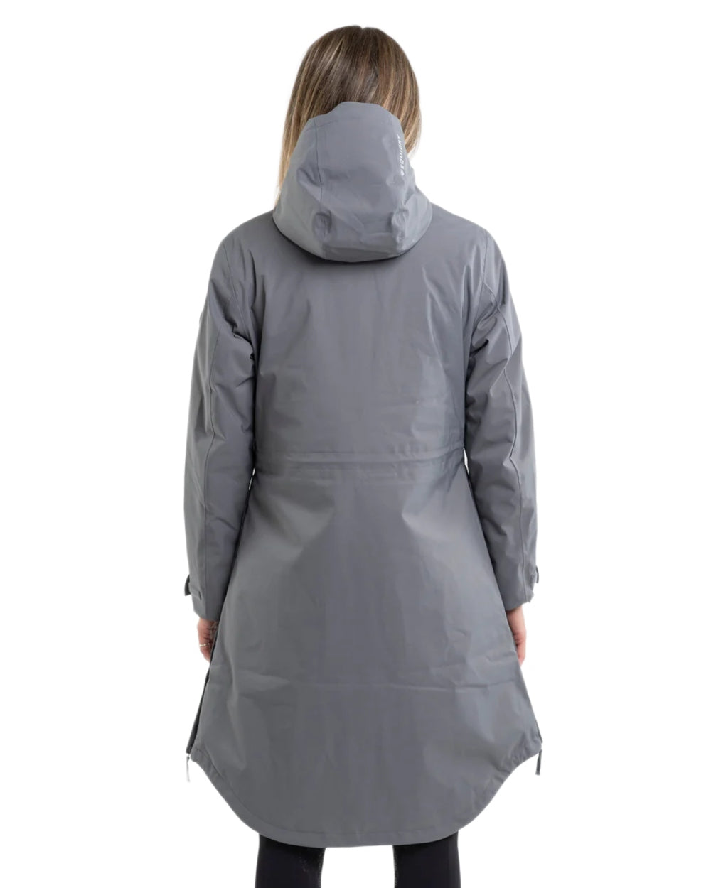 Charcoal coloured Equidry Womens Bronte Riding Coat on white background 