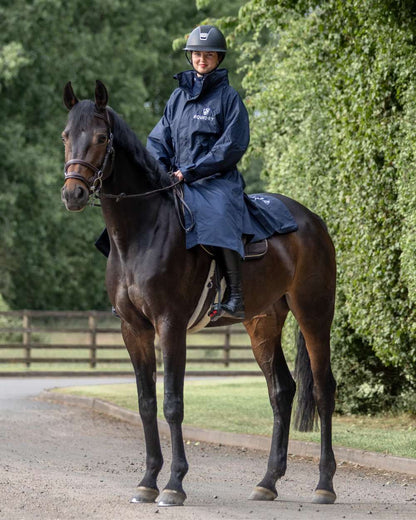 Dark Navy coloured Equidry Womens Equimac Evolution Jacket on farm background  