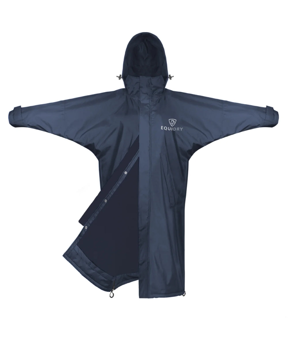 Dark Navy coloured Equidry Womens Equimac Evolution Jacket on white background  