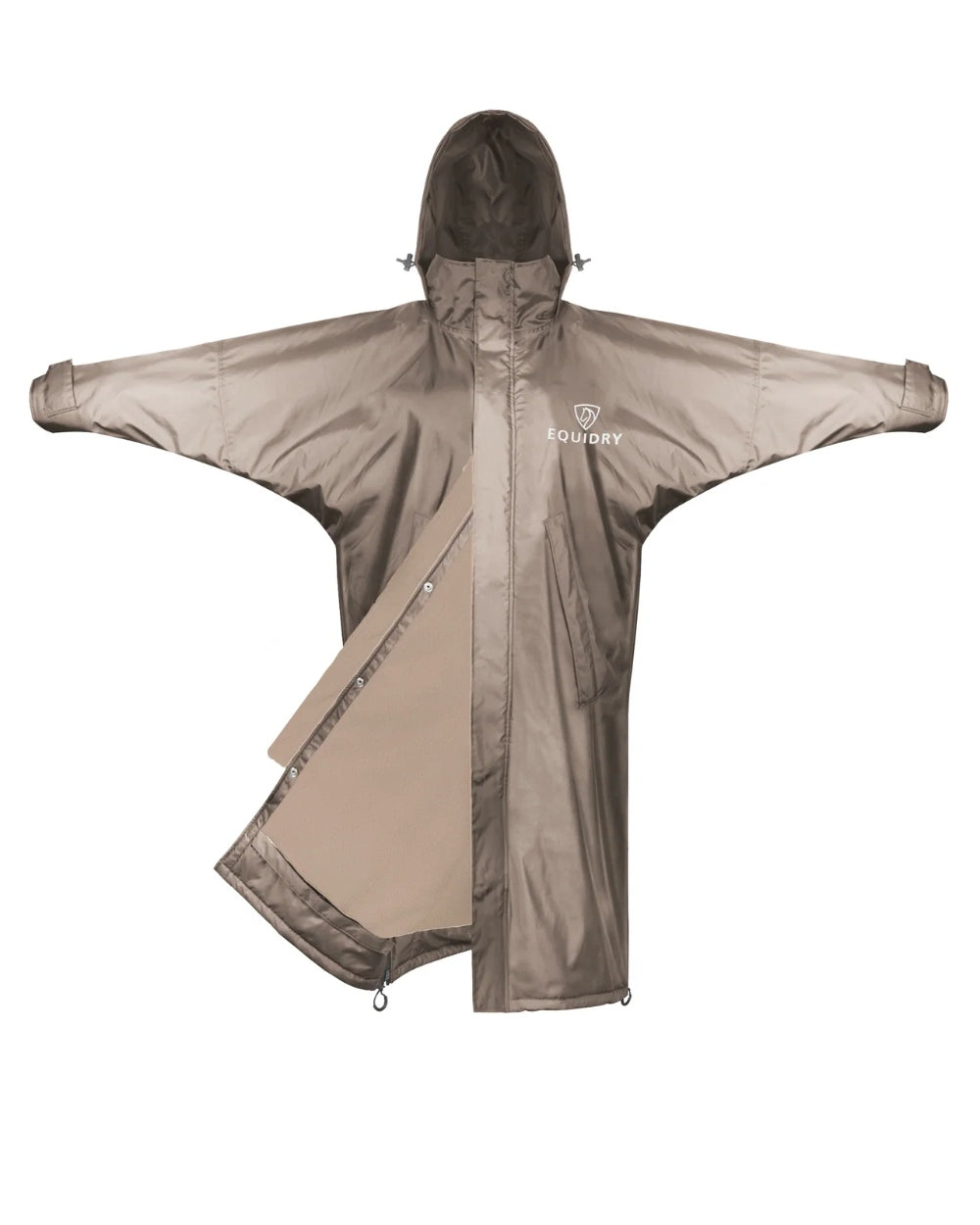 Taupe coloured Equidry Womens Equimac Evolution Jacket on white background  