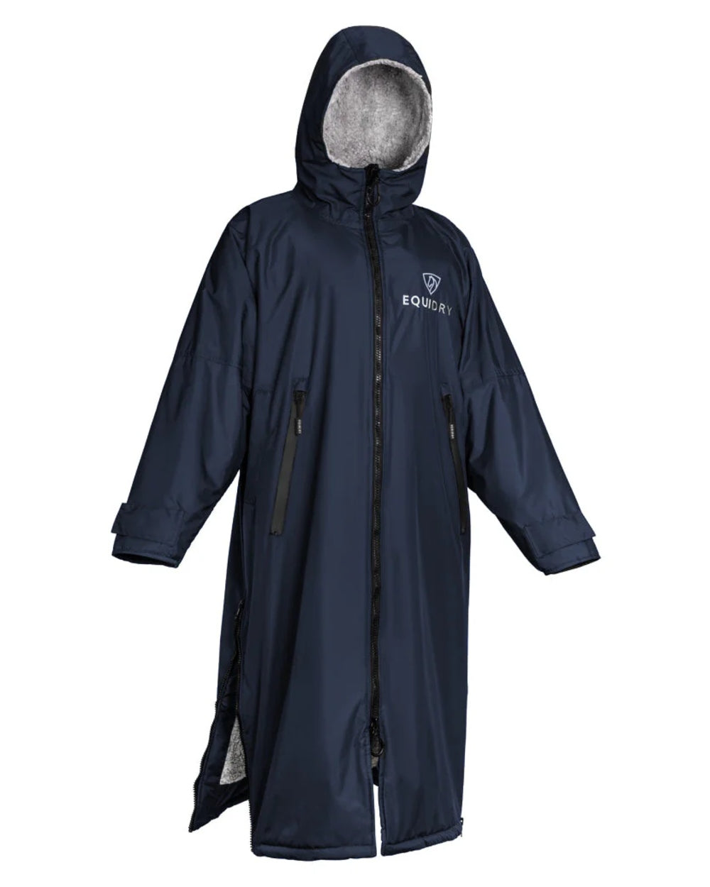 Navy Grey coloured Equidry Womens Original All Rounder Waterproof Coat on white background 