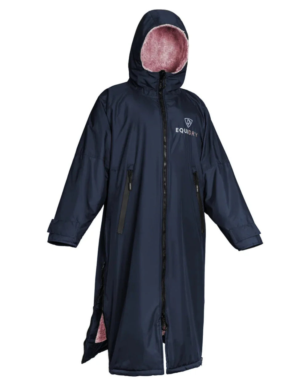 Navy Pale Pink coloured Equidry Womens Original All Rounder Waterproof Coat on white background 