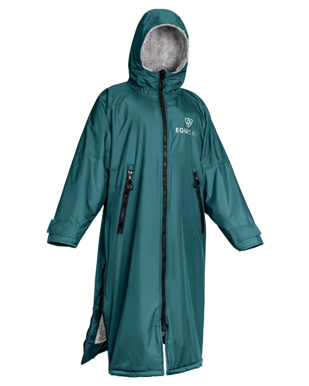 Teal Grey coloured Equidry Womens Original All Rounder Waterproof Coat on white background 