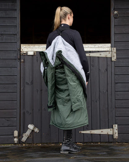 Black Forest Green coloured Equidry Womens Original All Rounder Waterproof Coat on outdoor background 