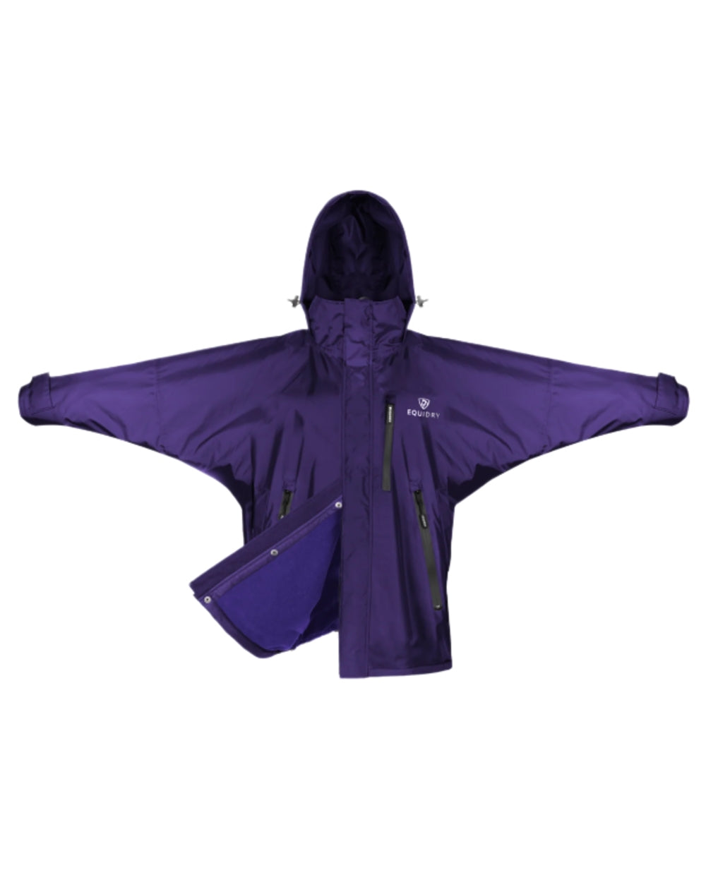 Purple coloured Equidry Womens Shortie Mesh Lining Mac on white background 