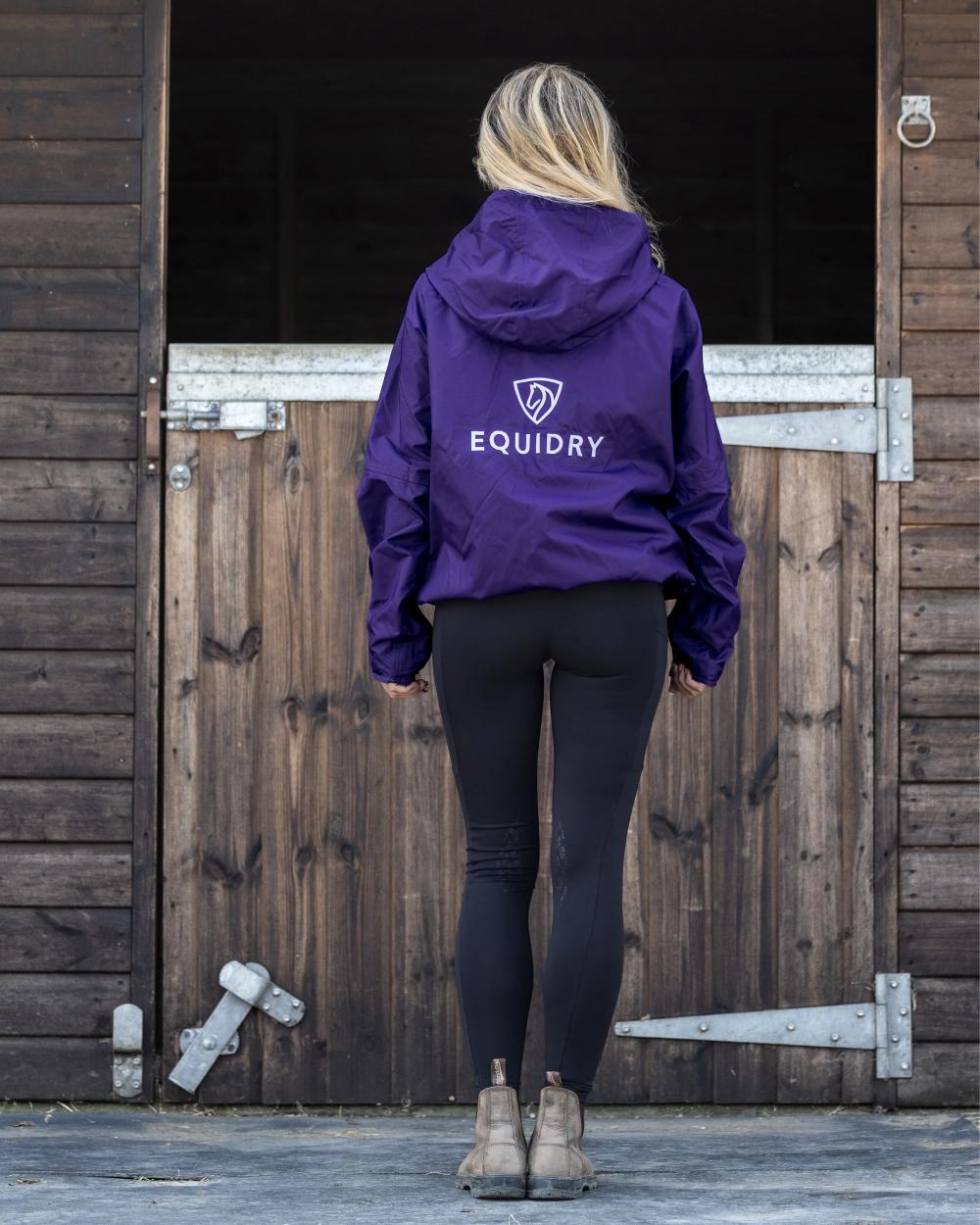 Purple coloured Equidry Womens Shortie Mesh Lining Mac on Stable background 