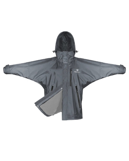 Charcoal Grey coloured Equidry Womens Shortie Thin Fleece Jacket With Stowaway Hood on white background 