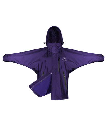 Purple Equidry Womens Shortie Thin Fleece Jacket With Stowaway Hood on white background 