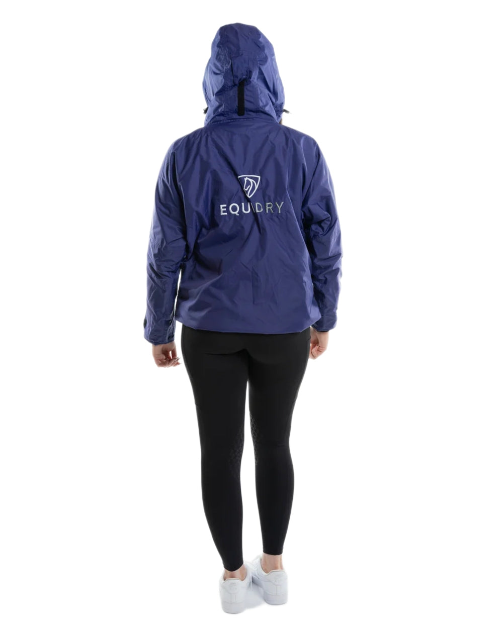 Purple Equidry Womens Shortie Thin Fleece Jacket With Stowaway Hood on white background 