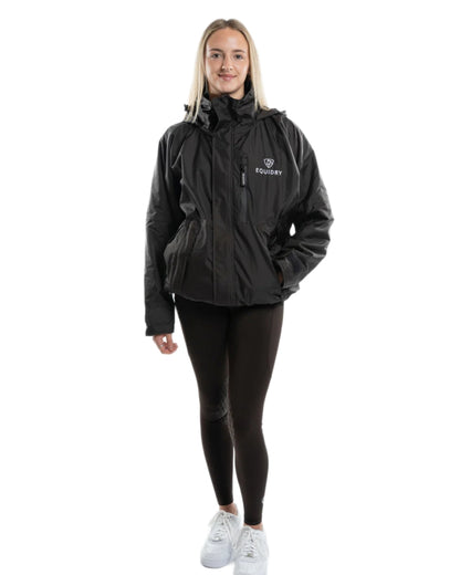 Rich Brown Equidry Womens Shortie Thin Fleece Jacket With Stowaway Hood on white background 