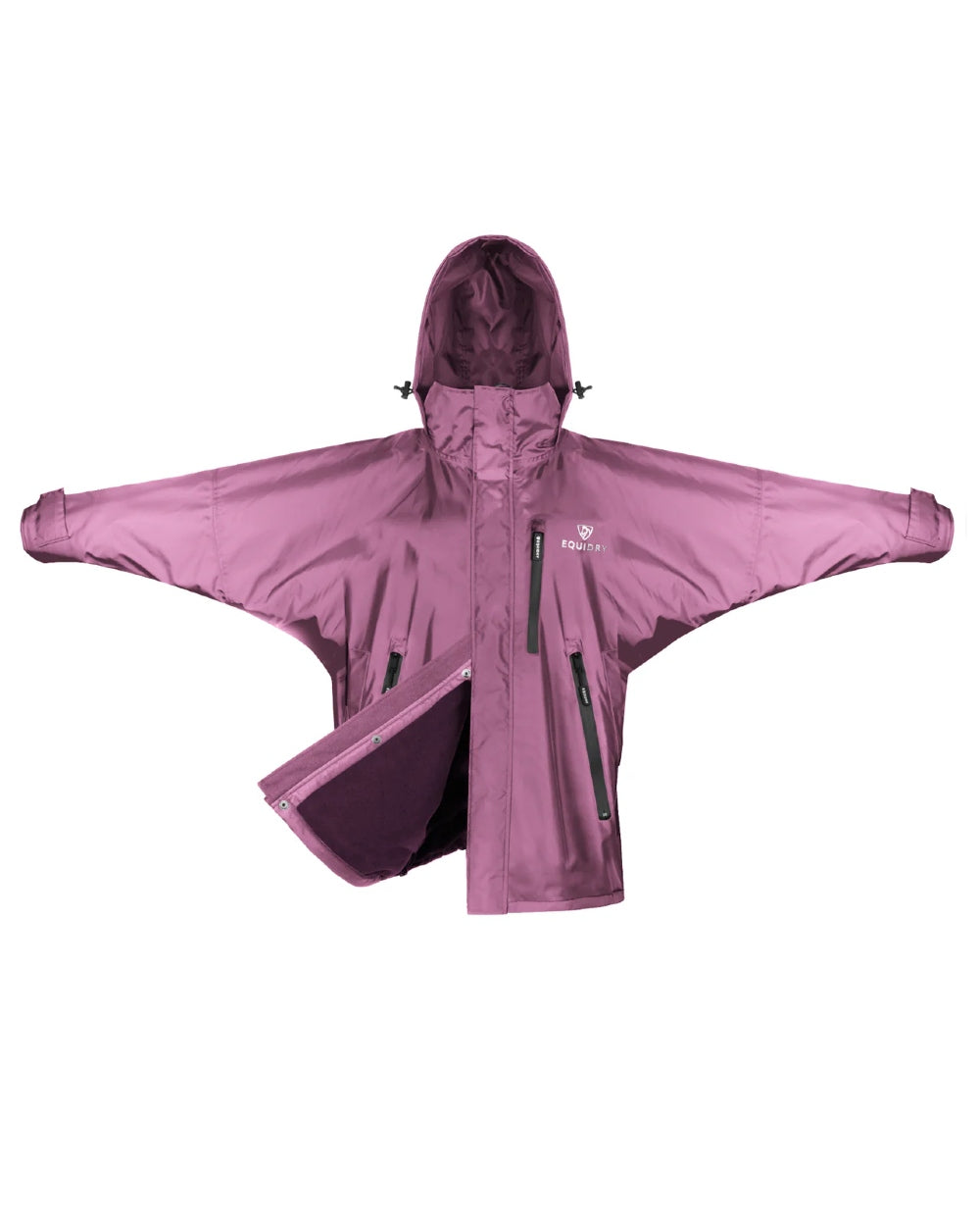 Rich Valerian Equidry Womens Shortie Thin Fleece Jacket With Stowaway Hood on white background 