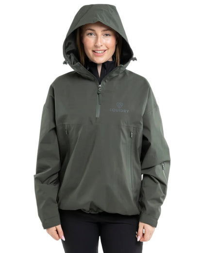 Black Forest Green coloured Equidry Womens Storm Smock With Velour Lining on white background 