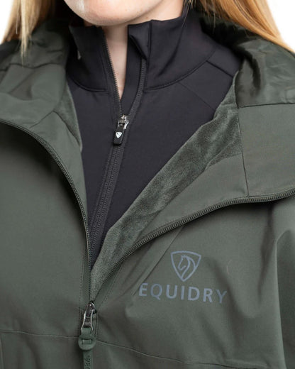 Black Forest Green coloured Equidry Womens Storm Smock With Velour Lining on white background 