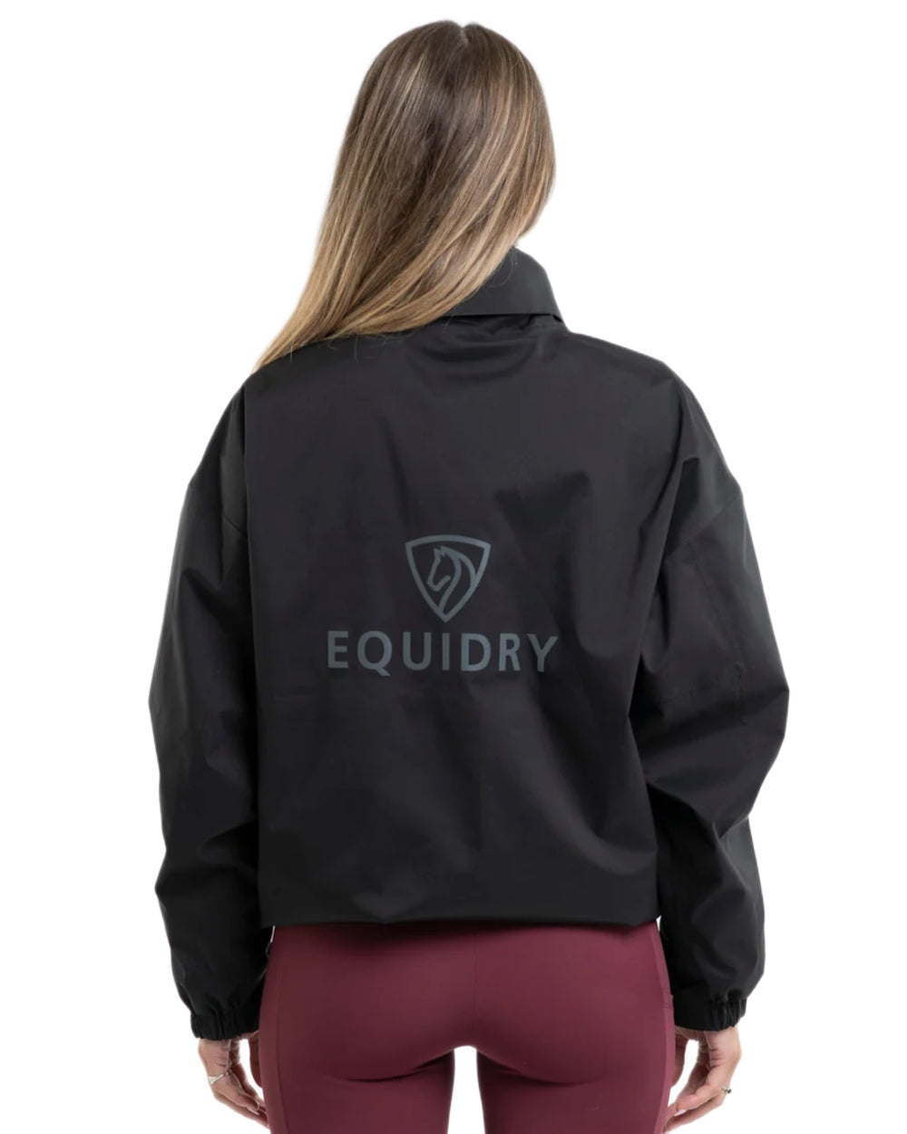 Black coloured Equidry Womens Storm Smock With Velour Lining on white background 