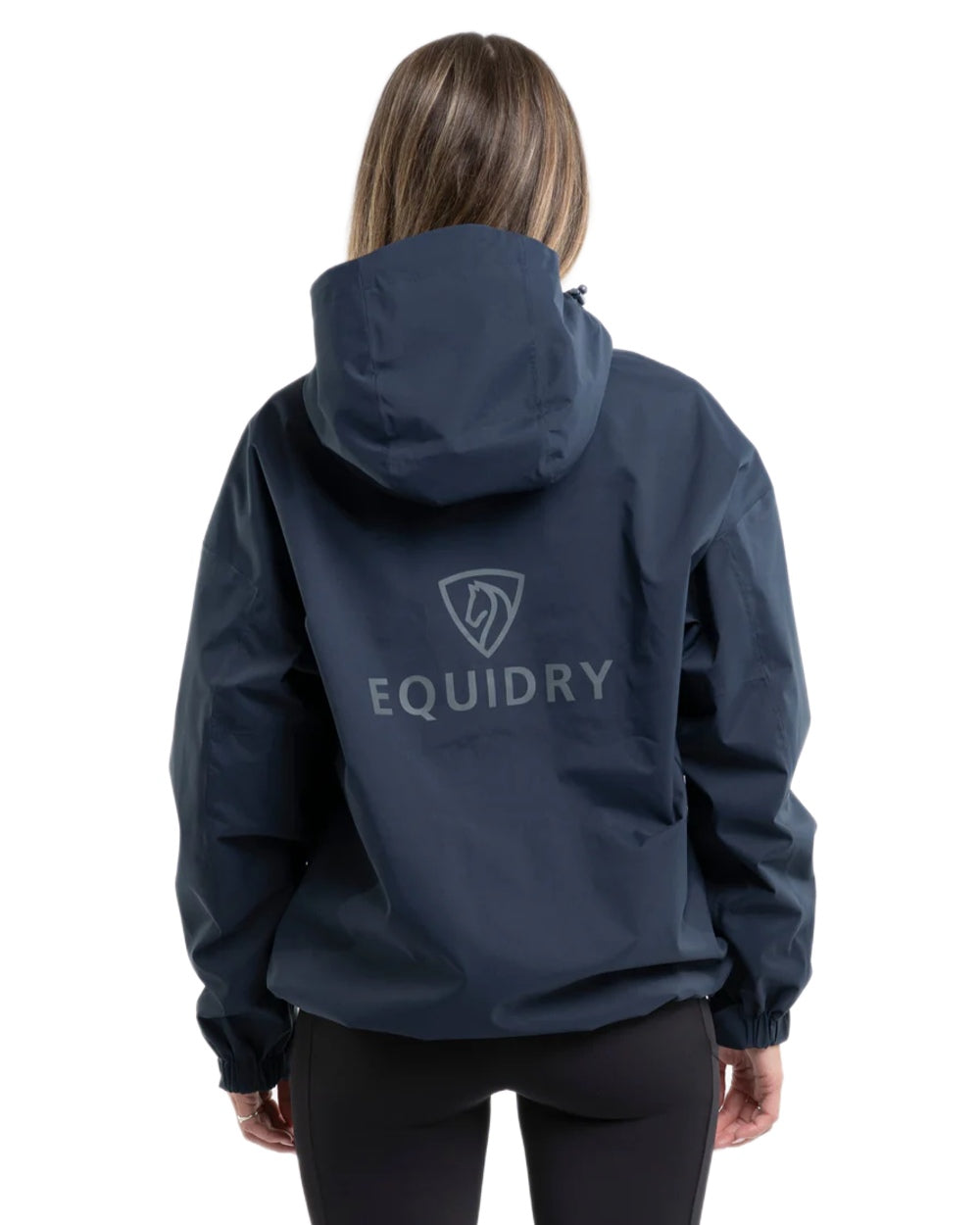 Navy coloured Equidry Womens Storm Smock With Velour Lining on white background 
