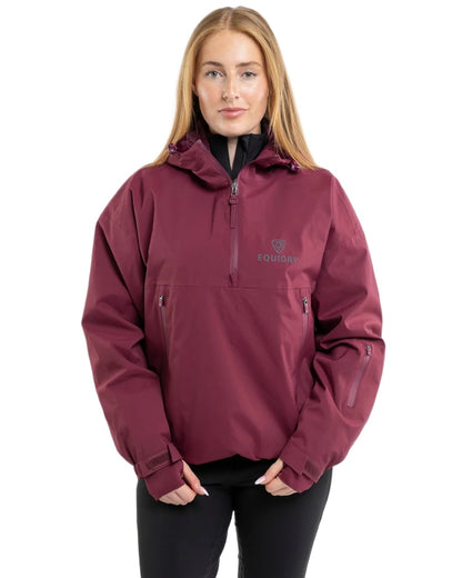 Plum coloured Equidry Womens Storm Smock With Velour Lining on white background 