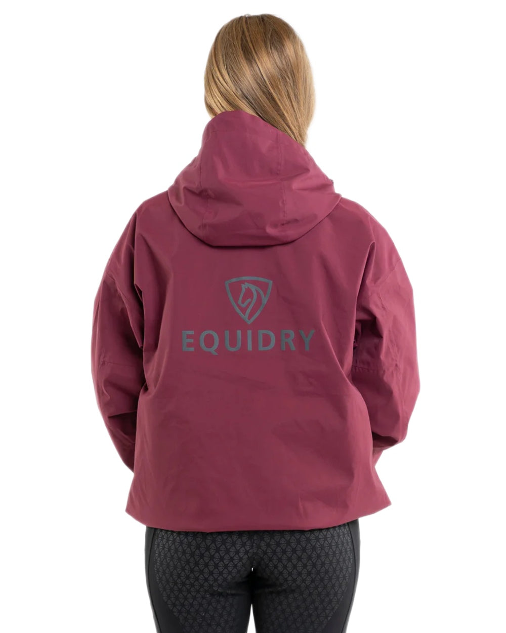 Plum coloured Equidry Womens Storm Smock With Velour Lining on white background 