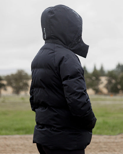 Black Coloured Equidry Womens Talia Waterproof Puffer Jacket on outdoor background 