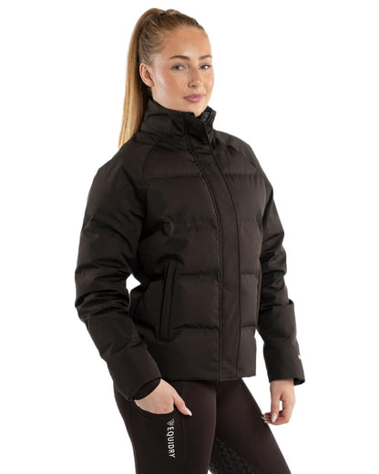 Brown Coloured Equidry Womens Talia Waterproof Puffer Jacket on white background 