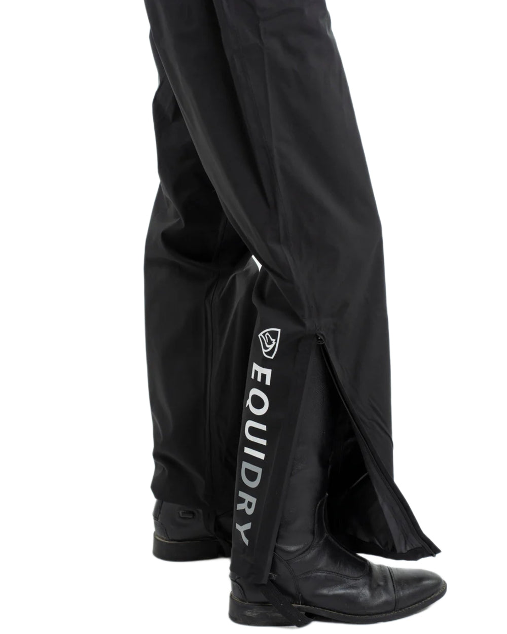 Black coloured Equidry Womens Unlined Waterproof Trousers on white background 