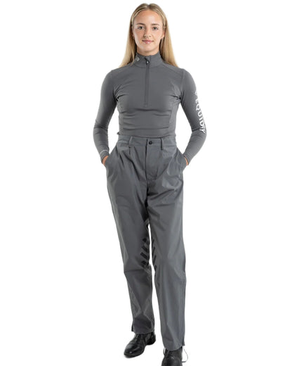 Charcoal coloured Equidry Womens Unlined Waterproof Trousers on white background 