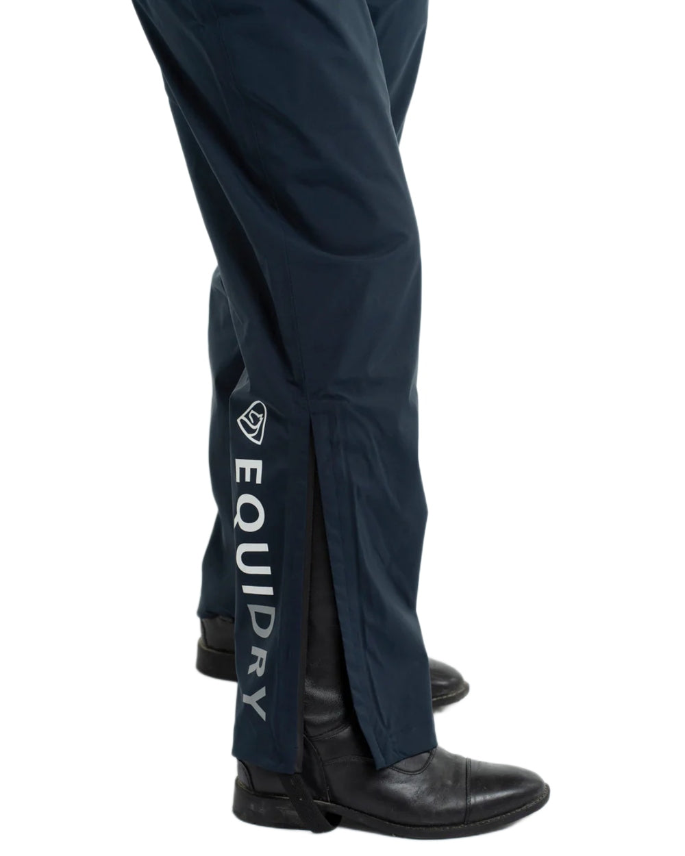 Navy coloured Equidry Womens Unlined Waterproof Trousers on white background 