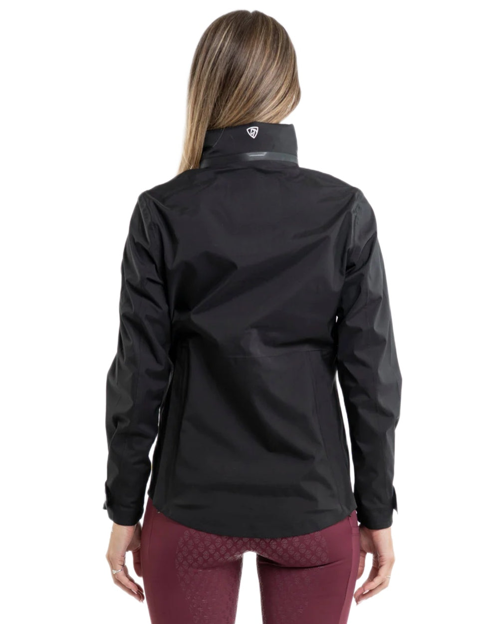 Black coloured Equidry Womens Varsha Jacket with Stowaway Hood on white background 