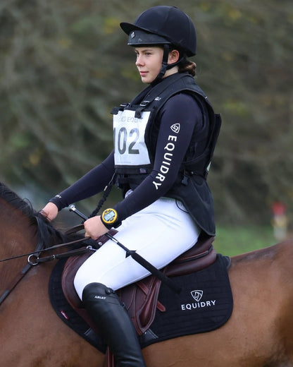 Black White Coloured Equidry Womens Water Repellent Base Layer on outdoor background 