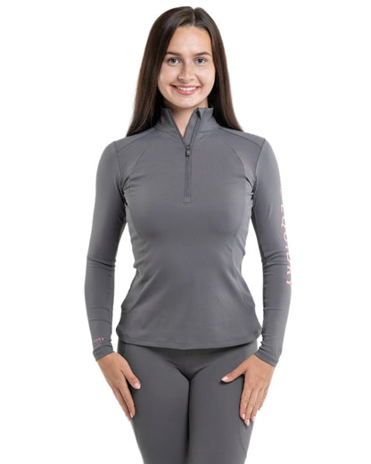 Grey Pale Pink Coloured Equidry Womens Water Repellent Base Layer on white background 
