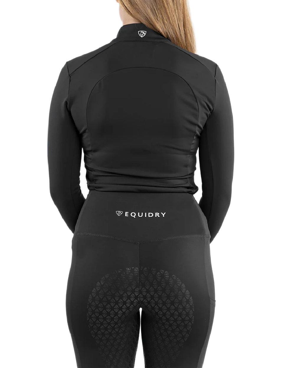 Black White Coloured Equidry Womens Water Repellent Full Seat Leggings on white background 