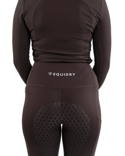 Brown White Coloured Equidry Womens Water Repellent Full Seat Leggings on white background 