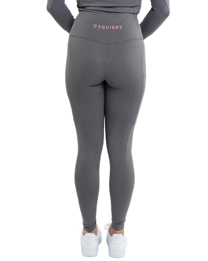 Grey Pale Pink Coloured Equidry Womens Water Repellent Full Seat Leggings on white background 