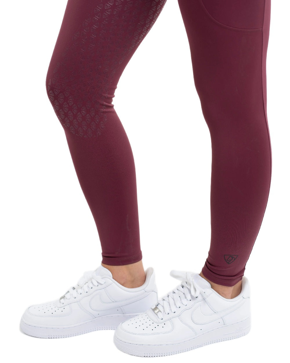 Plum Black Coloured Equidry Womens Water Repellent Full Seat Leggings on white background 