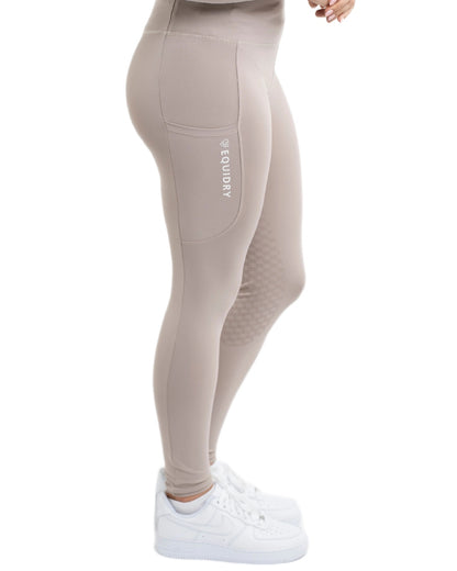 Sand White Coloured Equidry Womens Water Repellent Full Seat Leggings on white background 