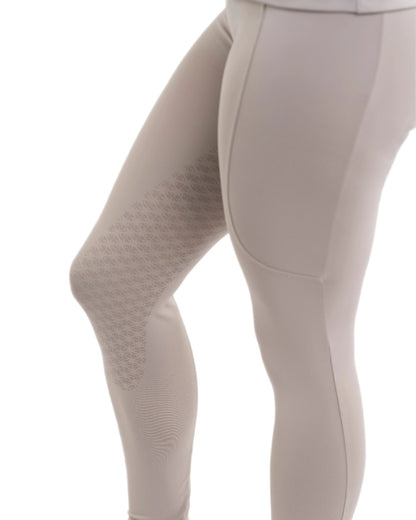 Sand White Coloured Equidry Womens Water Repellent Full Seat Leggings on white background 