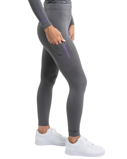 Grey Lilac coloured Equidry Womens Water Repellent Leggings on white background 